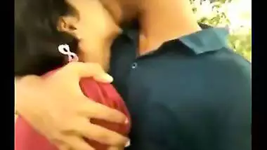Desi legal age teenager couple enjoys a romantic outdoor session