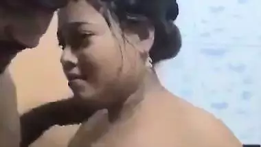 Pervert enjoys bathroom sex with his big boob GF