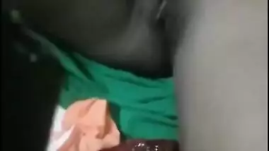 Aroused man lifts wife's dress up to touch her cute Desi XXX pussy