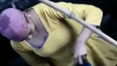 XXX Spy cam video of my old BBW desi mother-in-law taking shower