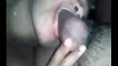 Indian house wife with huge tits gives blowjob to hubby
