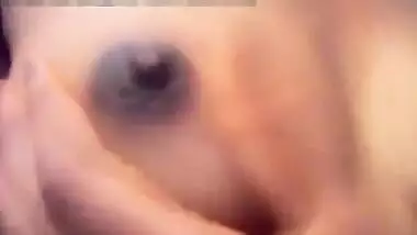 Indian colleen puts her XXX dark nipples in camera performing sex show