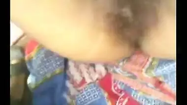 Hairy pussy village girl’s outdoor sex