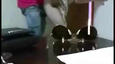 Cheating white slut boss quick fuck with a Desi servant guy before her hubby return