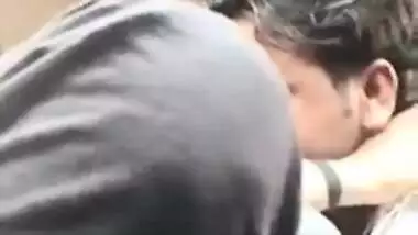 Boobs sucking in car