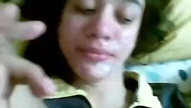 Pron video of a young slut fucking and getting a huge cumshot on her face
