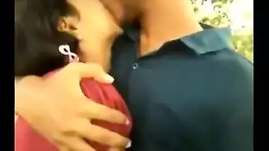 Desi teen couple enjoys a romantic outdoor session