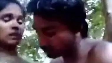 Horny couple outdoor romance