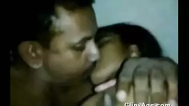 Indian Tamil girl Kanchan getting kissed and nipple sucked hard by her guy