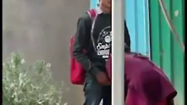 Indian school girl give head outdoor before school and caught on XXX cam