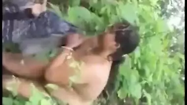 Husband caught wife nympho fuck with lover outdoor in jungle, XXX Desi mms