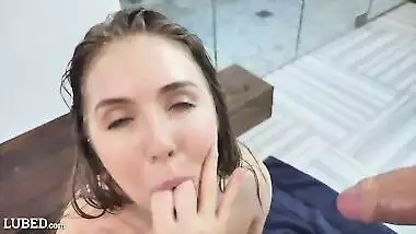 Super Busty Blonde Lena Paul Gets Lubed Up To Fuck Her Big Dick Masseur