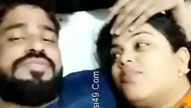 Bearded man kisses his shy Indian wife with full XXX lips on camera