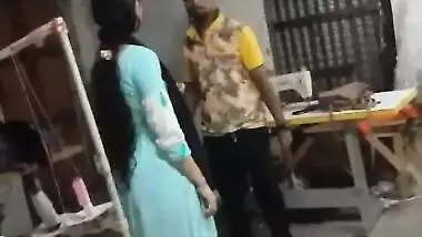 Indian girl sex with her co-worker inside workshop