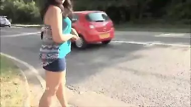 Indian amateur bbw Kikis public flashing and outdoor voyeur masturbation with a