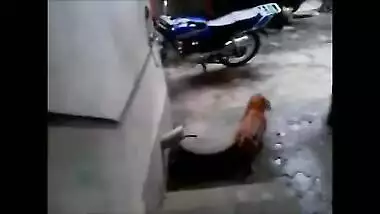 Woman washes her sex body wearing only XXX bra and panties on camera