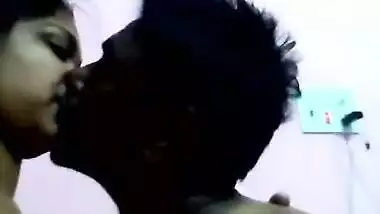 Amateur video of the Indian man kissing wife's tits before sex