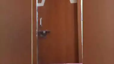 Mom naked in bathroom comes out to take bucket