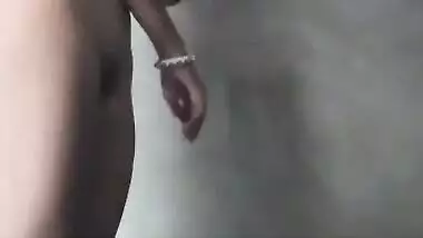 Cute village girl bathing