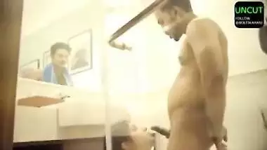 XXX partner shows up in time to satisfy horny Desi in the shower room